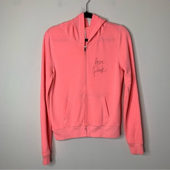 Pink Victoria's Secret Sweater Hoodie Zip up Sweatshirt Pink y2k early 2000 S - Picture 4 of 14